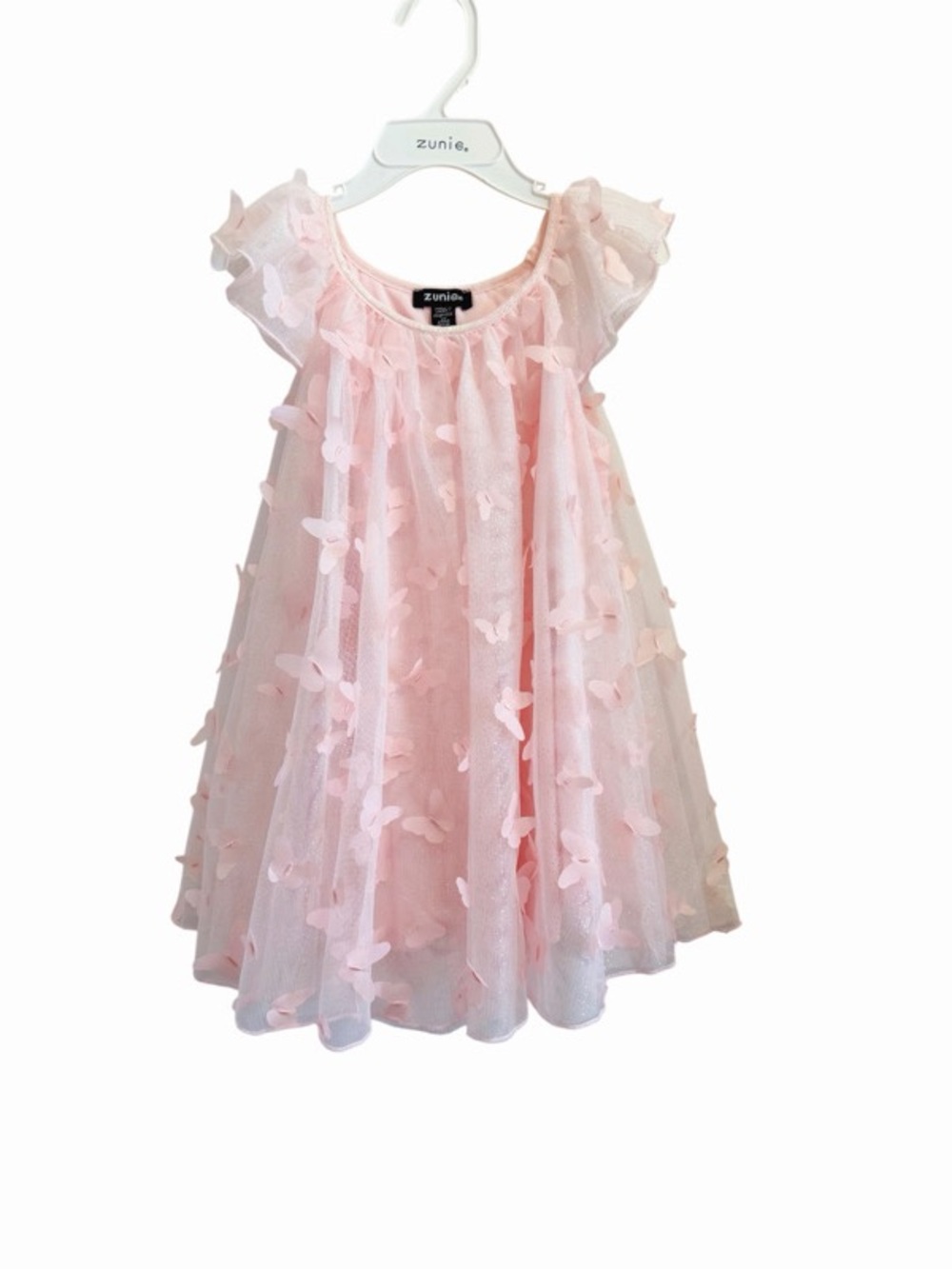 Zunie Pink Butterfly Appliqué Tulle Dress